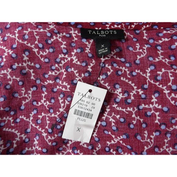 Talbots Plus X 0X Wrap Top Floral Burgundy Cottage Core Prairie Blouse New - Picture 5 of 16